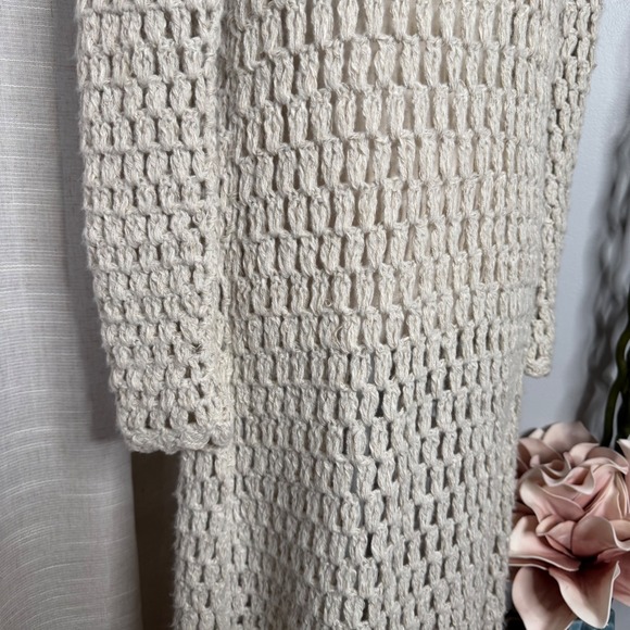 Anthropologie Far Away From Close Cardigan Sweater Duster Floral Doily Cream XS - Picture 9 of 14